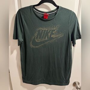 Nike Forest Green Tee with Sparkling Gold Logo
